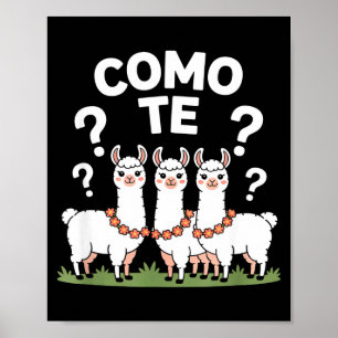 Affiche Couronne de fleurs de lama drôle como te point d'i