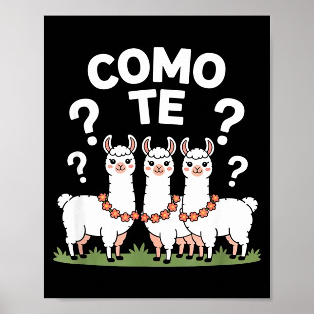 Affiche Couronne de fleurs de lama drôle como te point d'i (Devant)