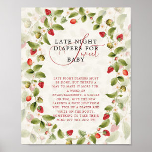 Affiche Couronne de fleurs sauvages de fraises douces roug