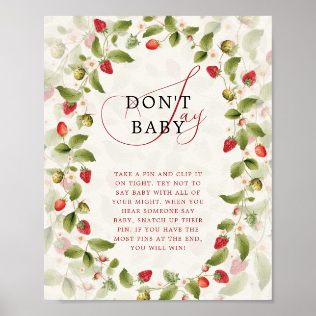 Affiche Couronne de fleurs sauvages de fraises douces roug (Devant)