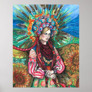 Affiche Couronne de fleurs ukrainienne