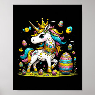 Affiche Couronne de licorne de Pâques Cadeau de jolis œufs
