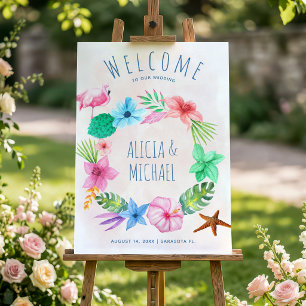Affiche Couronne de mariage tropicale de bienvenue sur la