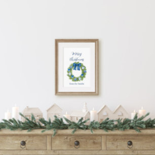 Affiche Couronne de Noël bleue et blanche de style Chinois