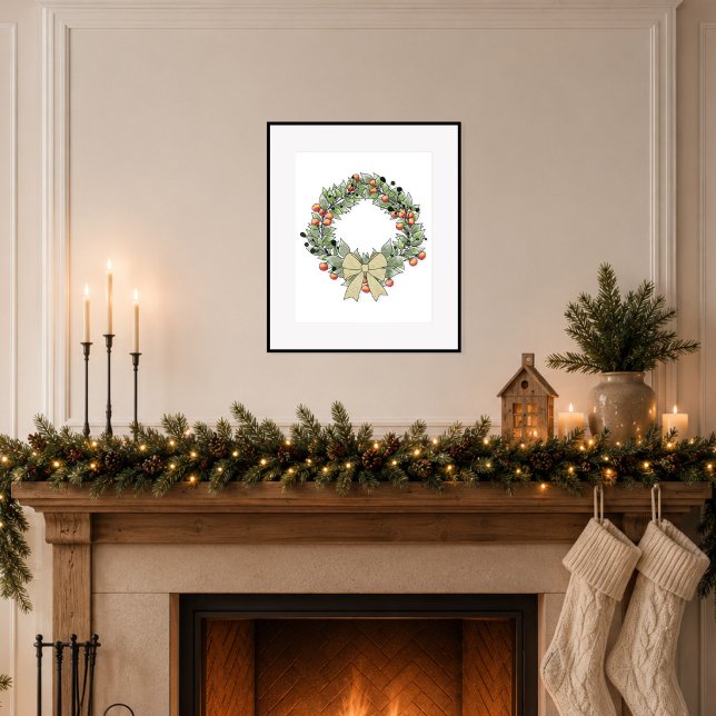 Affiche Couronne de Noël botanique (Bring quiet holiday charm to your home.)