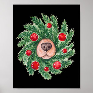Affiche Couronne de Noël nez de chien mignon Noël maman ch