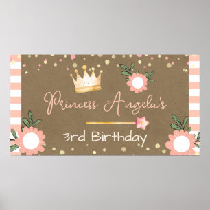 Affiche Couronne de princesse rose petite fille anniversai