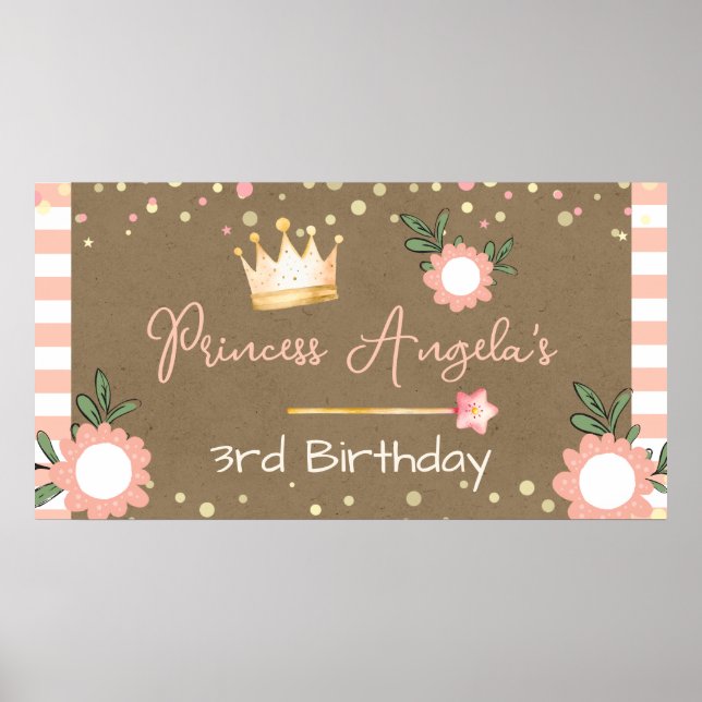 Affiche Couronne de princesse rose petite fille anniversai (Devant)