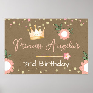 Affiche Couronne de princesse rose petite fille anniversai