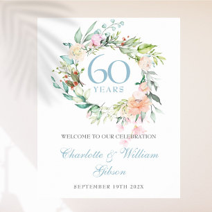 Affiche Couronne de roses pour le 60e anniversaire de mari