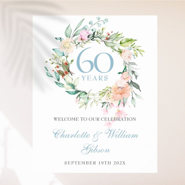 Affiche Couronne de roses pour le 60e anniversaire de mari (Créateur téléchargé)