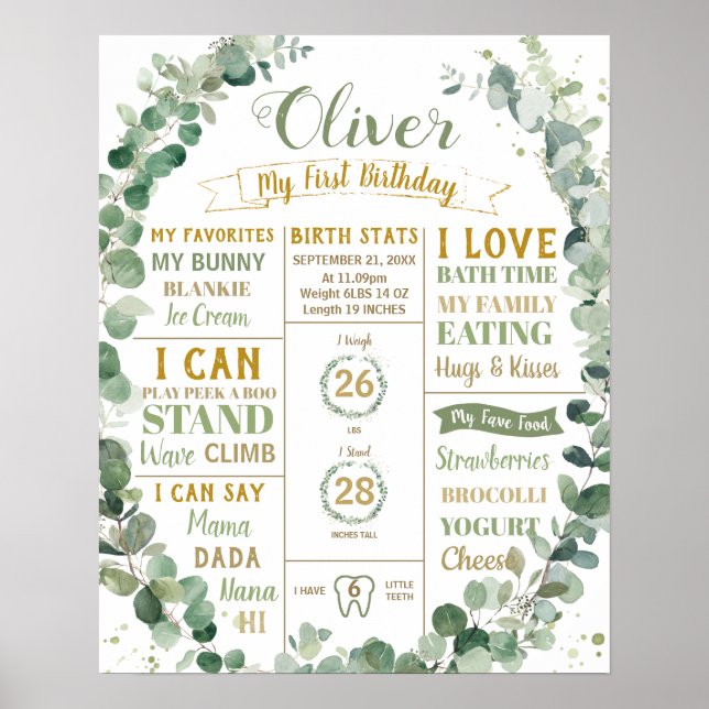 Affiche Couronne de verdure Anniversaire Étape importante  (Devant)