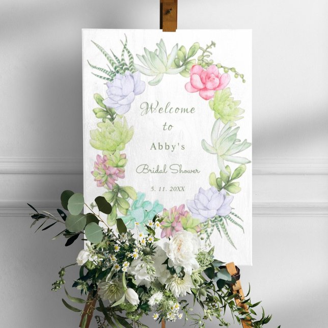 Affiche Couronne de verdure succulente Bienvenue à la soir (Créateur téléchargé)
