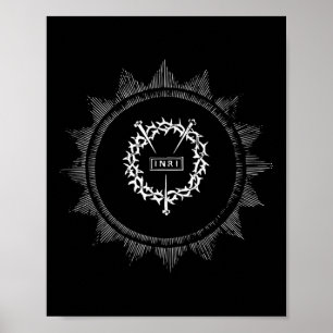 Affiche Couronne d'épines Jésus-Christ Inri Pâques Crucifi