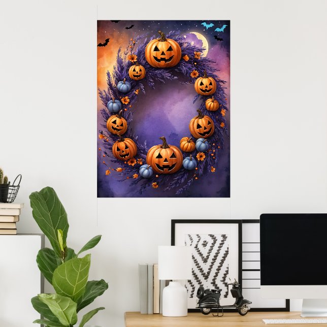 Affiche Couronne d'Halloween enchantée (Bureau à domicile)