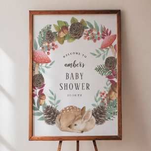 Affiche Couronne d'hiver et cerf de bienvenue pour Baby Sh