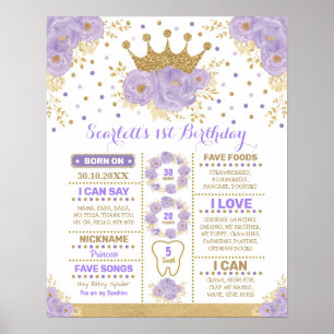 Affiche Couronne Fleurie Or Lavande Princesse Jalon