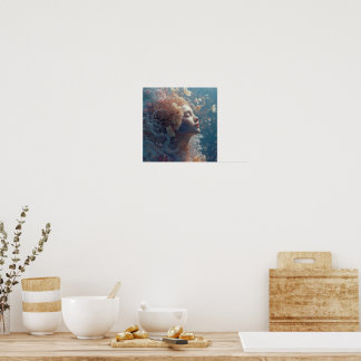 Affiche Couronne florale de déesse sous-marine éthérée