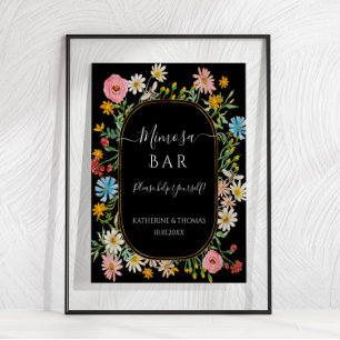Affiche Couronne florale de fleurs sauvages Boho Chic pour