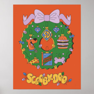 Affiche Couronne graphique de friandises de Noël de Scooby