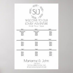 Affiche Couronne minimaliste logo mariage plan de table
