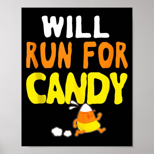 Affiche Courra Pour Des Bonbons Drôle De Coureur D'Hallowe (Devant)