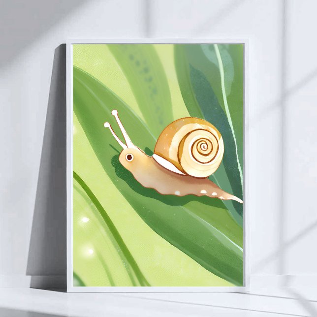 Affiche Courrier Escargot | Peinture à l'aquarelle de la n (Créateur téléchargé)