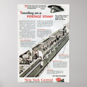 Affiche Courrier ferroviaire sur le New York Central Railr