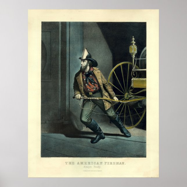 Affiche Courrier vintage & Ives Le Pompier Américain (Devant)