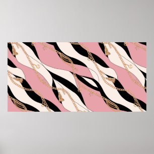 Affiche courroie chaînes or illustration motif transparent