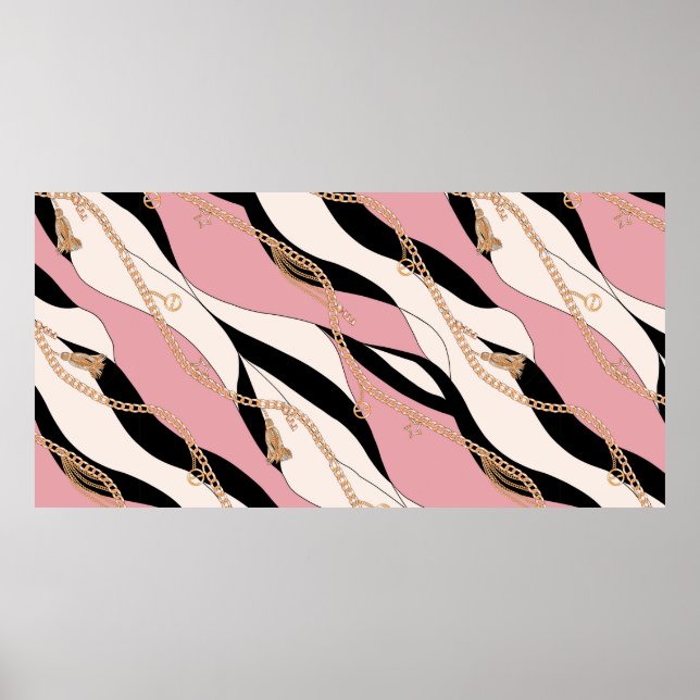 Affiche courroie chaînes or illustration motif transparent (Devant)