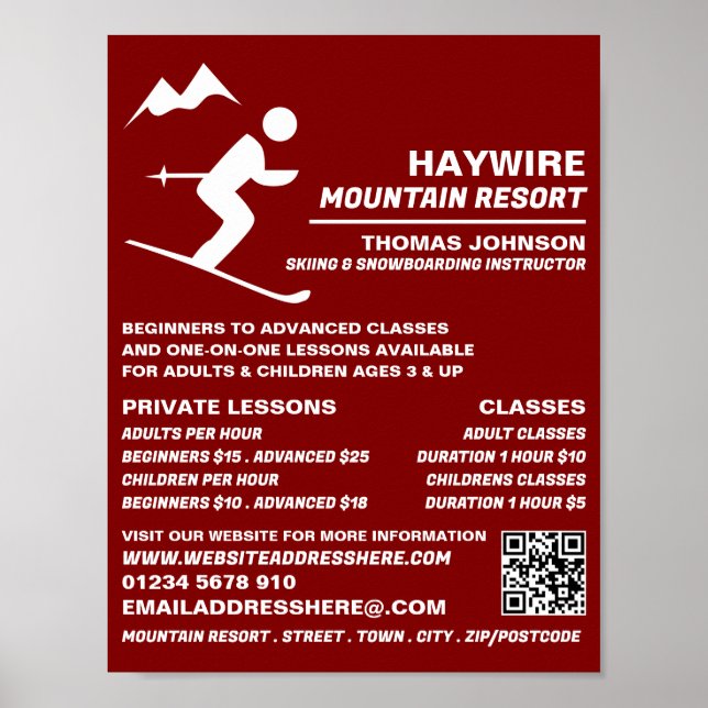 Affiche Cours de ski alpin, ski/snowboard (Devant)