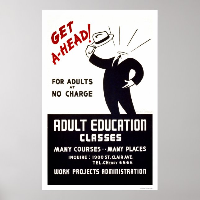 Affiche Cours d'éducation des adultes 1938 WPA (Devant)