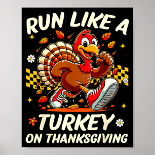 Affiche Course à la dinde ambiance d'automne comme une din