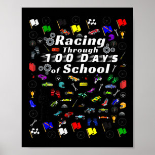 Affiche Course À Travers 100 Jours De Voiture De Course Sc