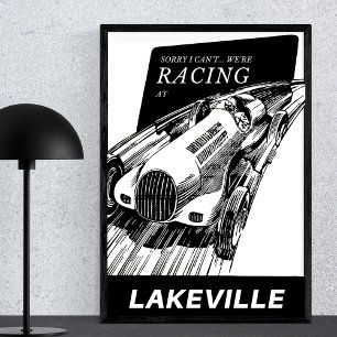 Affiche Course automobile Lakeville Connecticut Retro Moto