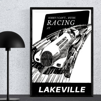 Affiche Course automobile Lakeville Connecticut Retro Moto