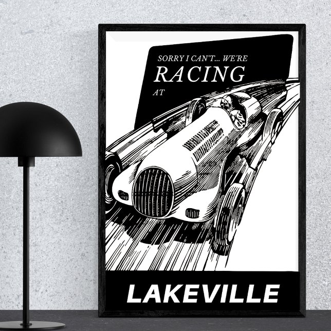 Affiche Course automobile Lakeville Connecticut Retro Moto (Créateur téléchargé)