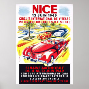 Affiche Course automobile Nice France 1949