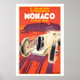 Affiche Course automobile vintage Grand Prix de Monaco 193