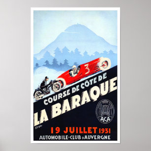 Affiche Course automobile vintage La Baraque 1931