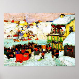 Affiche Course de chevaux en hiver par Clarence Gagnon