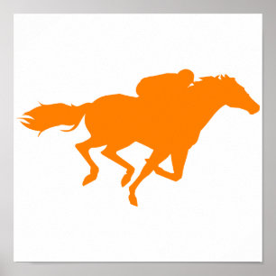 Affiche Course de chevaux orange