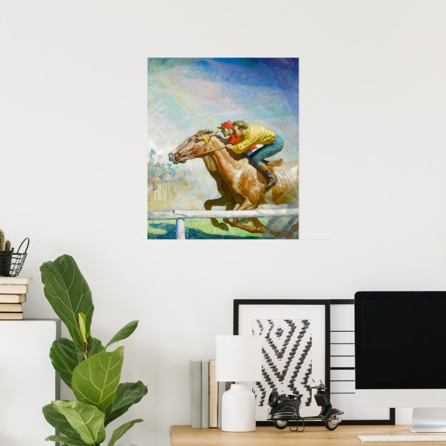 Affiche Course de chevaux par Newell Convers Wyeth (Bureau à domicile)