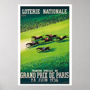 Affiche Course de chevaux vintage Grand Prix de Paris 1936