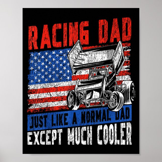 Affiche Course de Dirt Track Papa de course Drapeau améric (Devant)