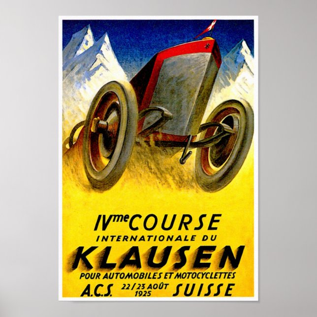 Affiche Course de Klausen ~ Annonce automobile Vintage (Devant)