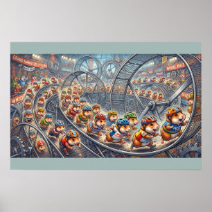 Affiche Course de roue de hamsters mignons Graphique sport