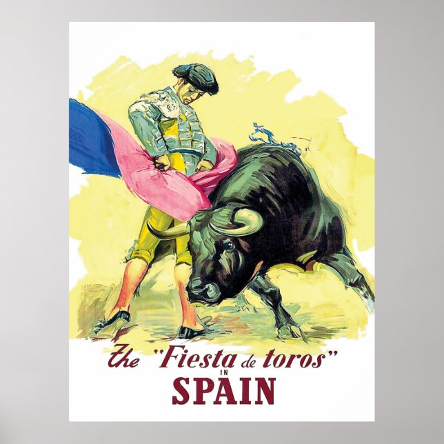 Affiche Course de taureaux matador, fiesta de toros, Espag (Devant)