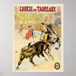Affiche Course De Taureaux Vintage 1907 Bull Fighting Ad